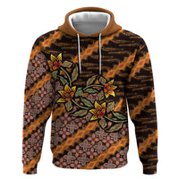 Indonesian Batik Motifs Pattern Floral Art Orange Zip Hoodie