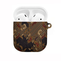 Indonesian Parang Batik AirPods Case Brown Gold Floral Pattern