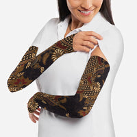 Indonesian Parang Batik Arm Sleeves Brown Gold Floral Pattern