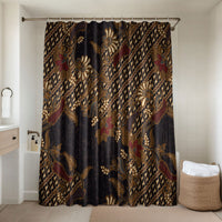Indonesian Parang Batik Bathroom Set Brown Gold Floral Pattern