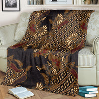Indonesian Parang Batik Blanket Brown Gold Floral Pattern