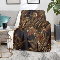 Indonesian Parang Batik Blanket Brown Gold Floral Pattern