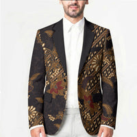 Indonesian Parang Batik Blazer Brown Gold Floral Pattern