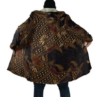 Indonesian Parang Batik Cloak Brown Gold Floral Pattern