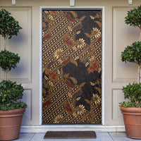 Indonesian Parang Batik Door Cover Brown Gold Floral Pattern