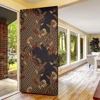 Indonesian Parang Batik Door Cover Brown Gold Floral Pattern