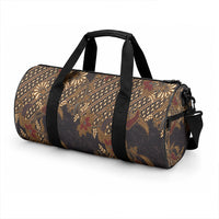 Indonesian Parang Batik Duffle Bag Brown Gold Floral Pattern