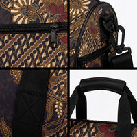 Indonesian Parang Batik Duffle Bag Brown Gold Floral Pattern