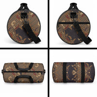 Indonesian Parang Batik Duffle Bag Brown Gold Floral Pattern
