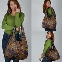 Indonesian Parang Batik Grocery Bag Brown Gold Floral Pattern