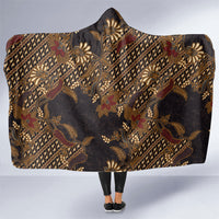 Indonesian Parang Batik Hooded Blanket Brown Gold Floral Pattern