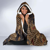 Indonesian Parang Batik Hooded Blanket Brown Gold Floral Pattern