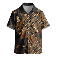 Indonesian Parang Batik Kid Hawaiian Shirt Brown Gold Floral Pattern