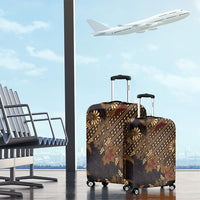 Indonesian Parang Batik Luggage Cover Brown Gold Floral Pattern