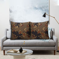 Indonesian Parang Batik Pillow Cover Brown Gold Floral Pattern