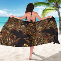 Indonesian Parang Batik Sarong Brown Gold Floral Pattern