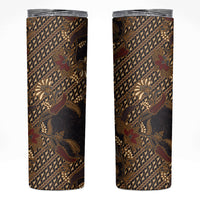 Indonesian Parang Batik Skinny Tumbler Brown Gold Floral Pattern