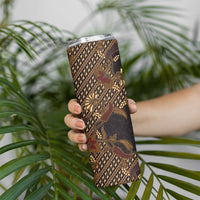 Indonesian Parang Batik Skinny Tumbler Brown Gold Floral Pattern