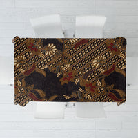 Indonesian Parang Batik Tablecloth Brown Gold Floral Pattern