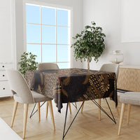 Indonesian Parang Batik Tablecloth Brown Gold Floral Pattern