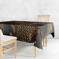 Indonesian Parang Batik Tablecloth Brown Gold Floral Pattern