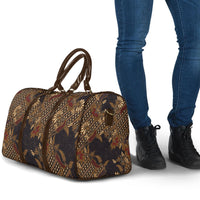 Indonesian Parang Batik Travel Bag Brown Gold Floral Pattern