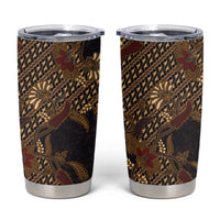 Indonesian Parang Batik Tumbler Cup Brown Gold Floral Pattern