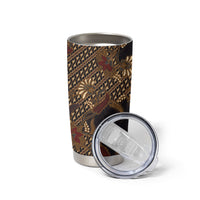 Indonesian Parang Batik Tumbler Cup Brown Gold Floral Pattern
