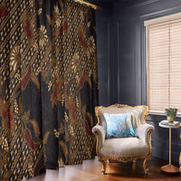 Indonesian Parang Batik Window Curtain Brown Gold Floral Pattern