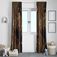 Indonesian Parang Batik Window Curtain Brown Gold Floral Pattern