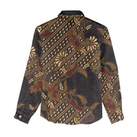 Indonesian Parang Batik Women Casual Shirt Brown Gold Floral Pattern