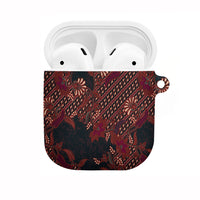 Indonesian Parang Batik AirPods Case Red Floral Pattern