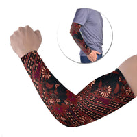 Indonesian Parang Batik Arm Sleeves Red Floral Pattern