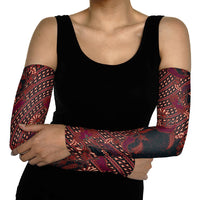 Indonesian Parang Batik Arm Sleeves Red Floral Pattern