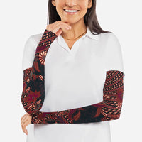 Indonesian Parang Batik Arm Sleeves Red Floral Pattern