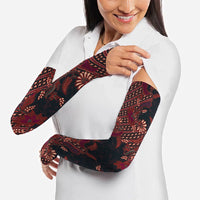 Indonesian Parang Batik Arm Sleeves Red Floral Pattern