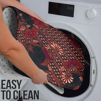 Indonesian Parang Batik Bathroom Set Red Floral Pattern