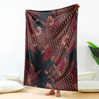 Indonesian Parang Batik Blanket Red Floral Pattern