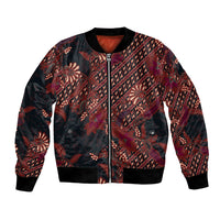 Indonesian Parang Batik Bomber Jacket Red Floral Pattern