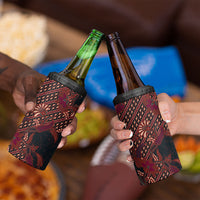 Indonesian Parang Batik 4 in 1 Can Cooler Tumbler Red Floral Pattern