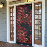 Indonesian Parang Batik Door Cover Red Floral Pattern