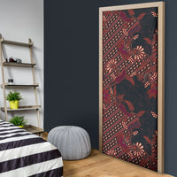 Indonesian Parang Batik Door Cover Red Floral Pattern