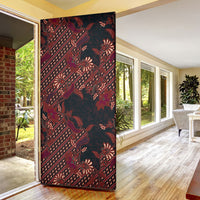 Indonesian Parang Batik Door Cover Red Floral Pattern