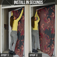 Indonesian Parang Batik Door Cover Red Floral Pattern