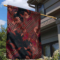 Indonesian Parang Batik Garden Flag Red Floral Pattern