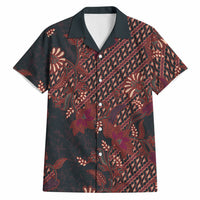 Indonesian Parang Batik Hawaiian Shirt Red Floral Pattern