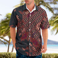 Indonesian Parang Batik Hawaiian Shirt Red Floral Pattern