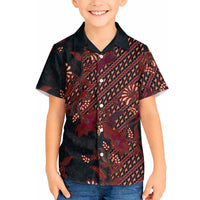 Indonesian Parang Batik Hawaiian Shirt Red Floral Pattern