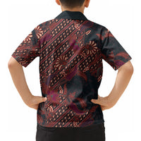 Indonesian Parang Batik Hawaiian Shirt Red Floral Pattern
