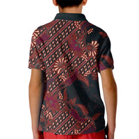 Indonesian Parang Batik Kid Polo Shirt Red Floral Pattern